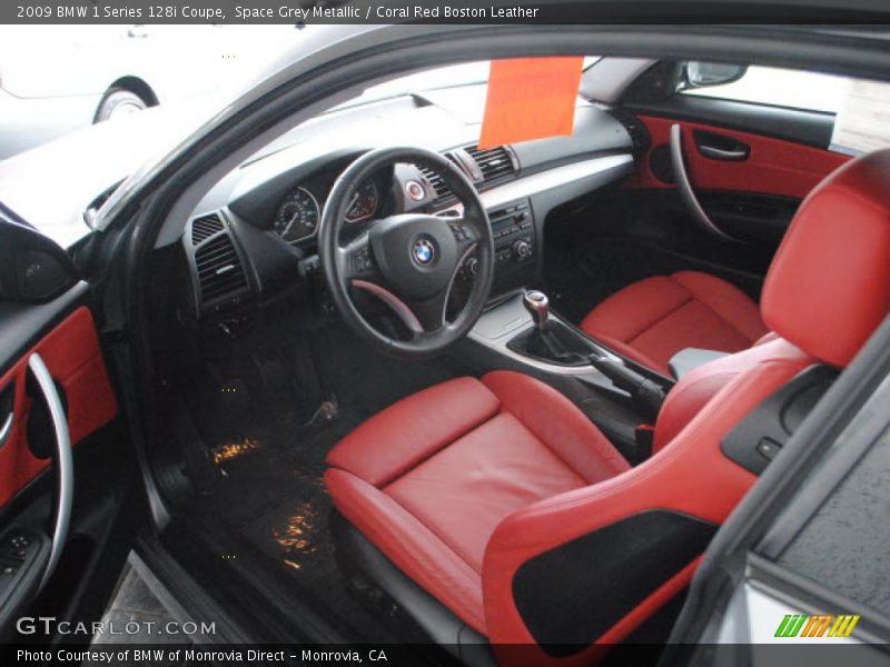 Coral Red Boston Leather Interior - 2009 1 Series 128i Coupe 