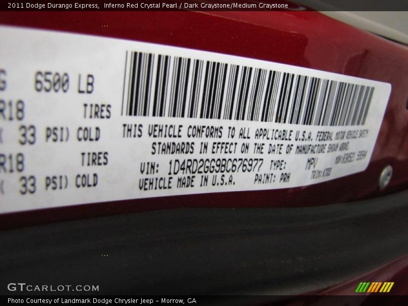 Inferno Red Crystal Pearl / Dark Graystone/Medium Graystone 2011 Dodge Durango Express