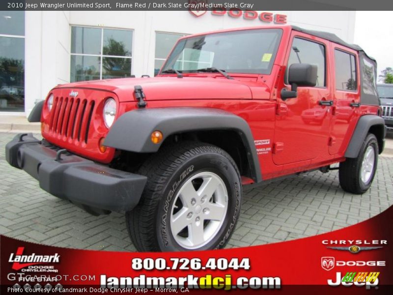Flame Red / Dark Slate Gray/Medium Slate Gray 2010 Jeep Wrangler Unlimited Sport