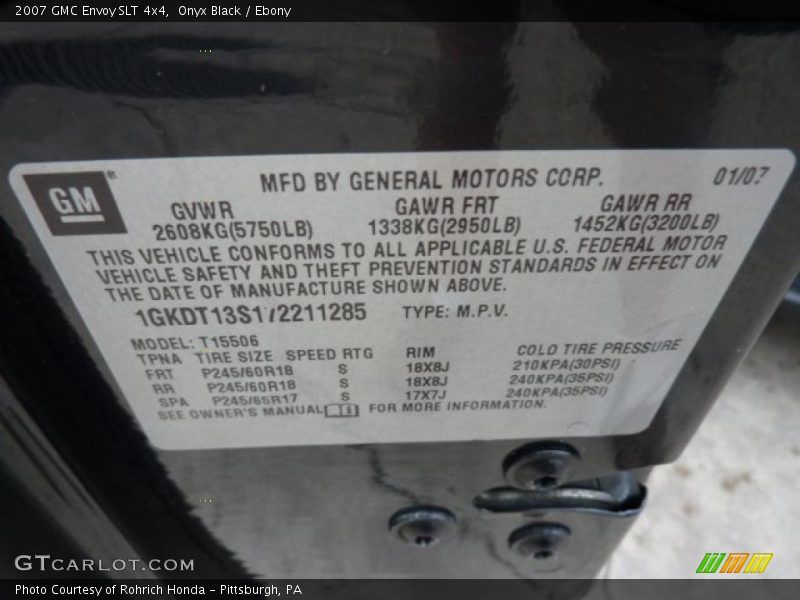 Onyx Black / Ebony 2007 GMC Envoy SLT 4x4