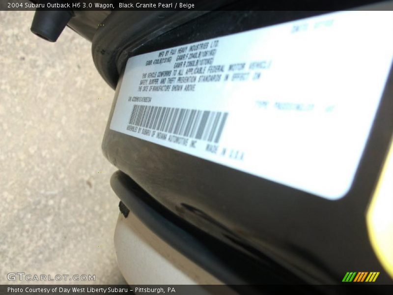 Black Granite Pearl / Beige 2004 Subaru Outback H6 3.0 Wagon