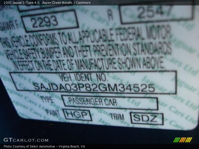 Aspen Green Metallic / Cashmere 2002 Jaguar S-Type 4.0