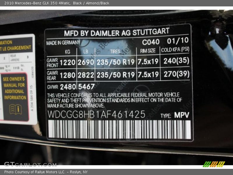 Black / Almond/Black 2010 Mercedes-Benz GLK 350 4Matic