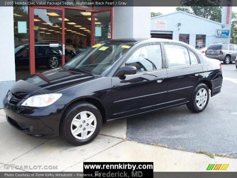 Nighthawk Black Pearl / Gray 2005 Honda Civic Value Package Sedan
