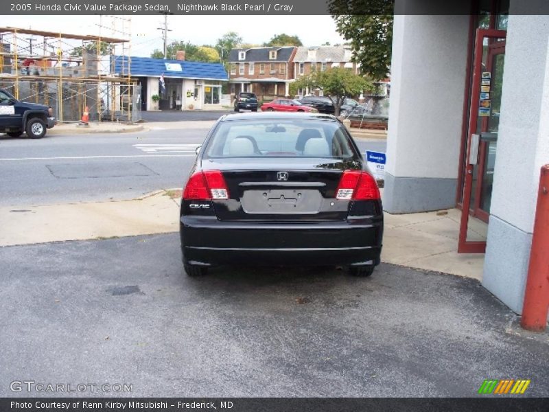 Nighthawk Black Pearl / Gray 2005 Honda Civic Value Package Sedan