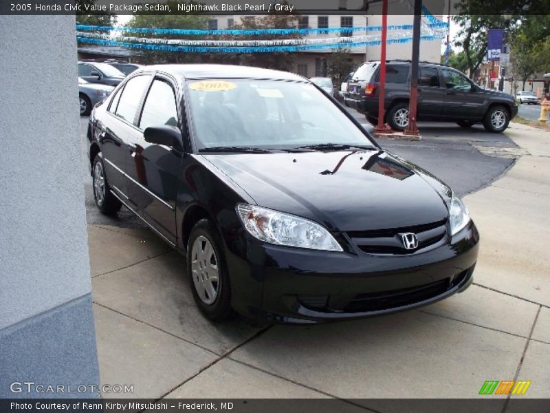 Nighthawk Black Pearl / Gray 2005 Honda Civic Value Package Sedan