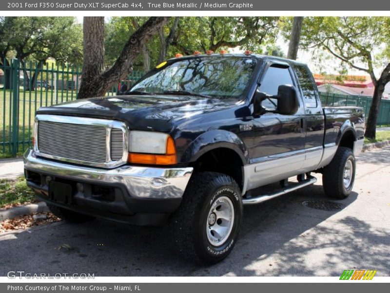 True Blue Metallic / Medium Graphite 2001 Ford F350 Super Duty XLT SuperCab 4x4