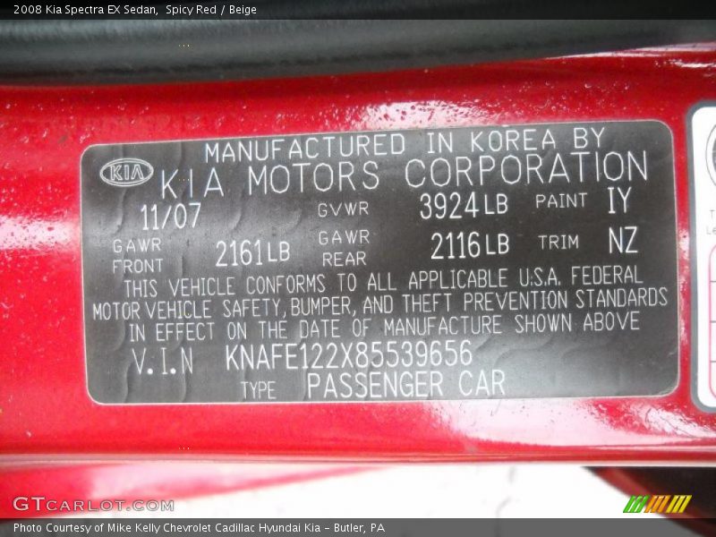 Spicy Red / Beige 2008 Kia Spectra EX Sedan