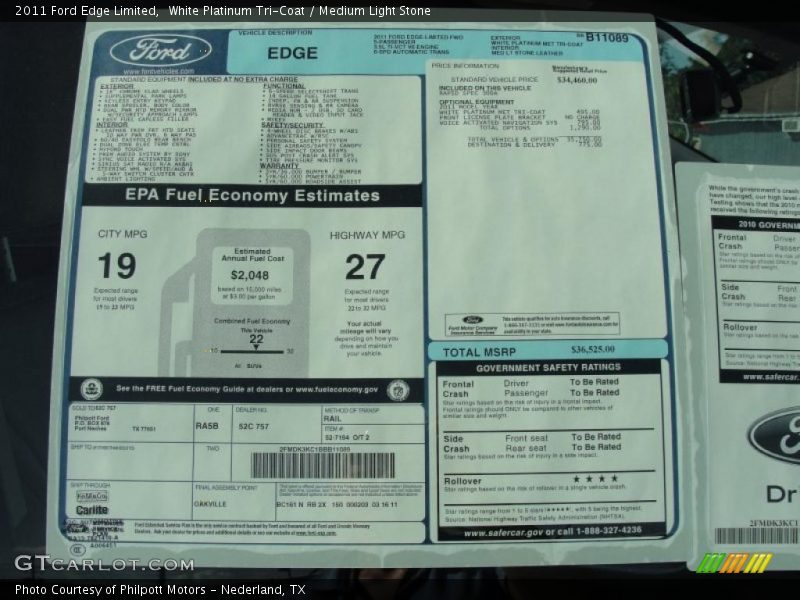  2011 Edge Limited Window Sticker