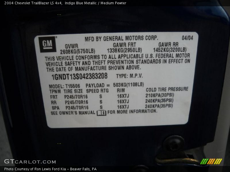 Indigo Blue Metallic / Medium Pewter 2004 Chevrolet TrailBlazer LS 4x4