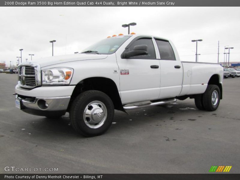 Bright White / Medium Slate Gray 2008 Dodge Ram 3500 Big Horn Edition Quad Cab 4x4 Dually
