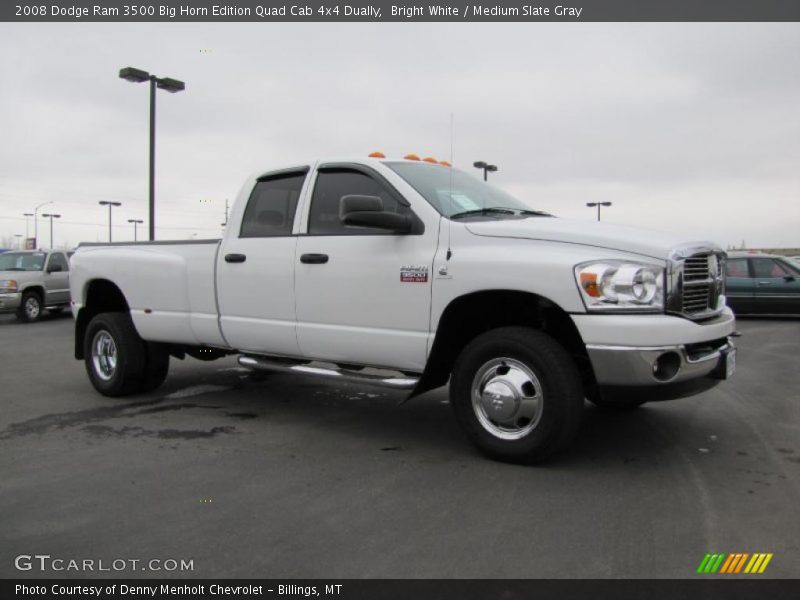 Bright White / Medium Slate Gray 2008 Dodge Ram 3500 Big Horn Edition Quad Cab 4x4 Dually