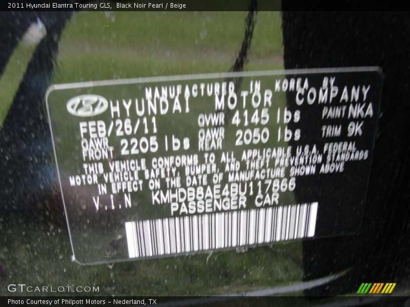 Black Noir Pearl / Beige 2011 Hyundai Elantra Touring GLS