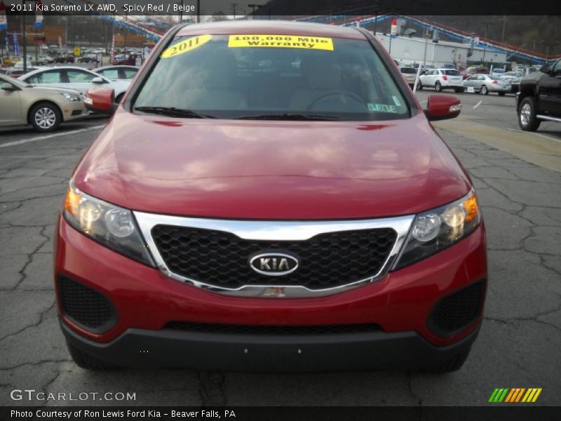 Spicy Red / Beige 2011 Kia Sorento LX AWD