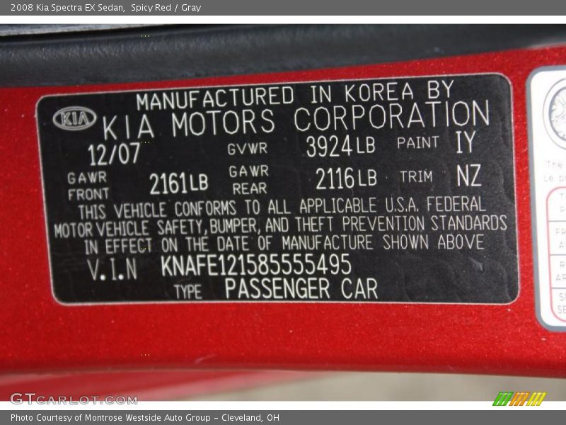 Spicy Red / Gray 2008 Kia Spectra EX Sedan