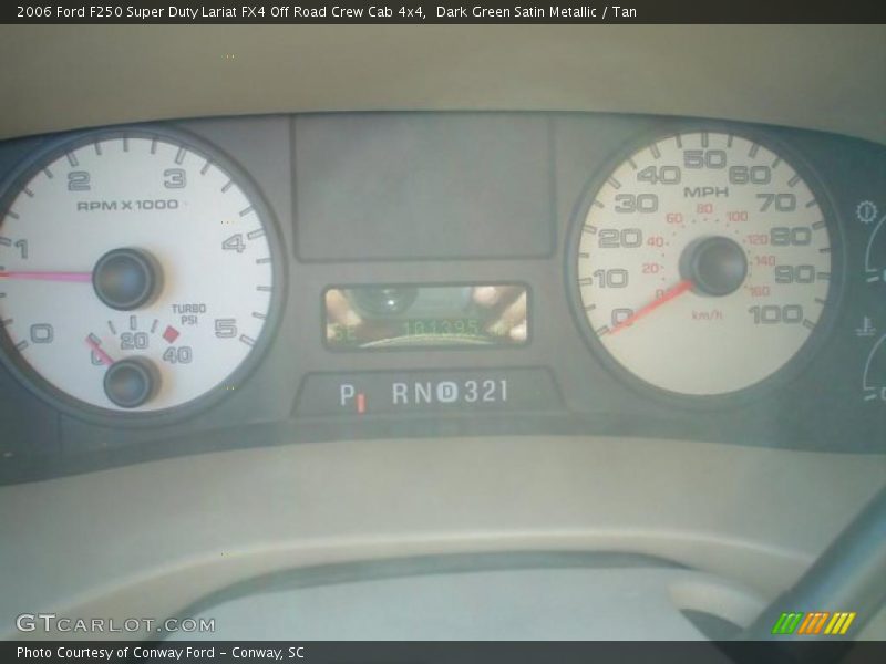 Dark Green Satin Metallic / Tan 2006 Ford F250 Super Duty Lariat FX4 Off Road Crew Cab 4x4