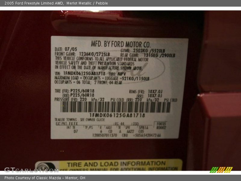 Merlot Metallic / Pebble 2005 Ford Freestyle Limited AWD