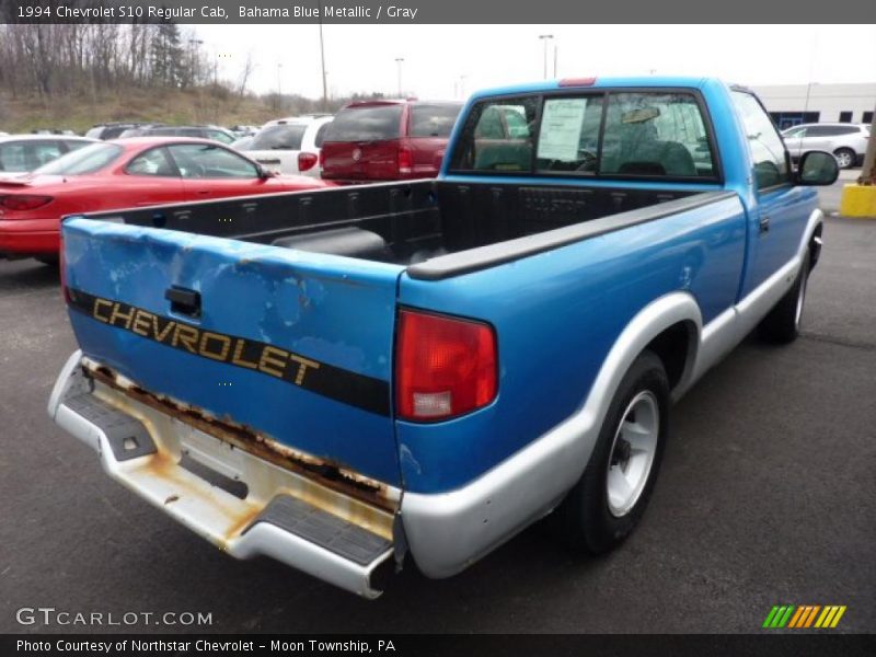Bahama Blue Metallic / Gray 1994 Chevrolet S10 Regular Cab