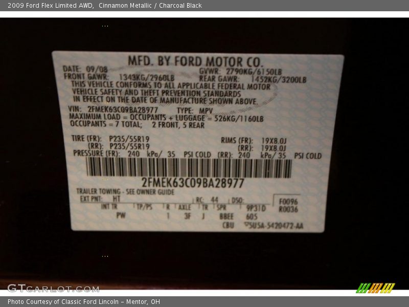 Cinnamon Metallic / Charcoal Black 2009 Ford Flex Limited AWD