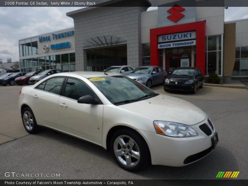 Ivory White / Ebony Black 2008 Pontiac G6 Sedan