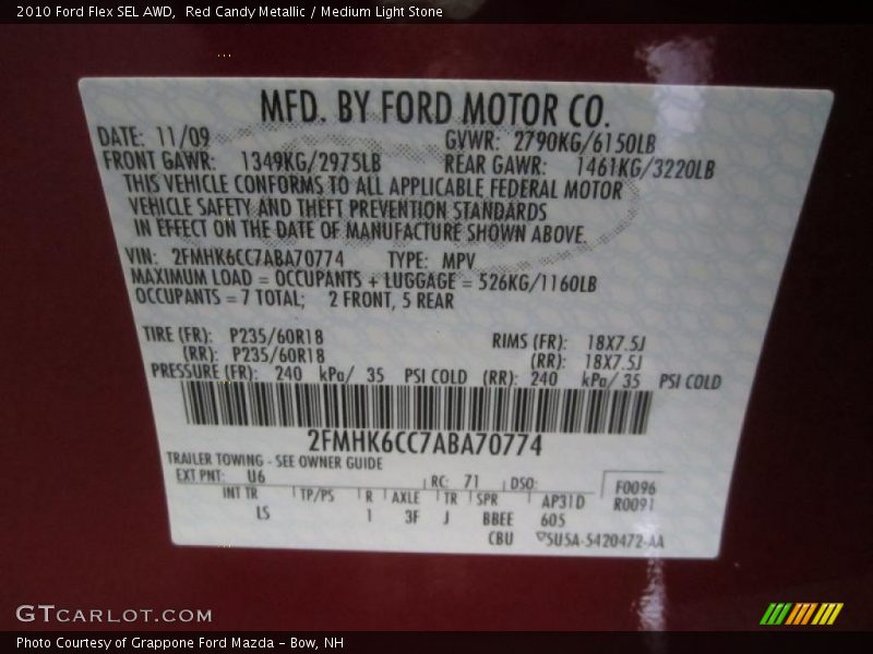 Red Candy Metallic / Medium Light Stone 2010 Ford Flex SEL AWD