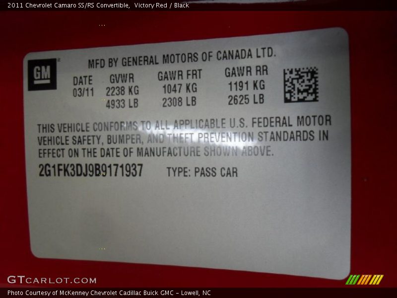 Victory Red / Black 2011 Chevrolet Camaro SS/RS Convertible