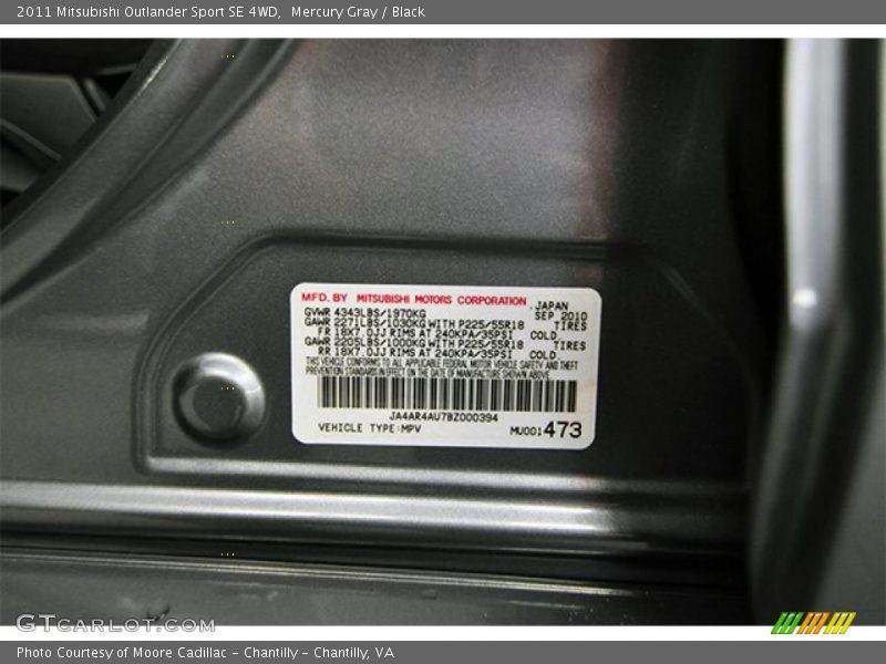 Mercury Gray / Black 2011 Mitsubishi Outlander Sport SE 4WD