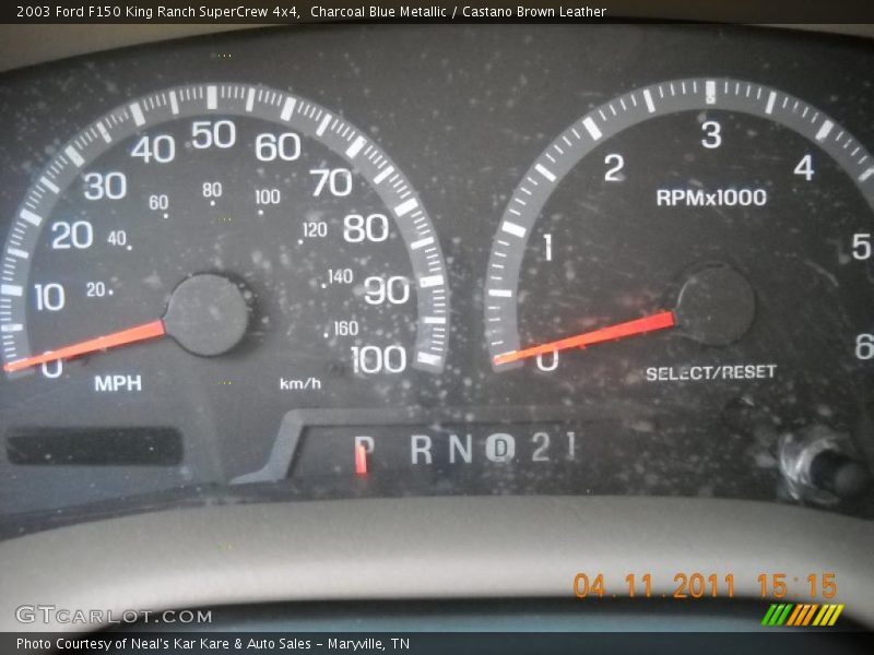 Charcoal Blue Metallic / Castano Brown Leather 2003 Ford F150 King Ranch SuperCrew 4x4