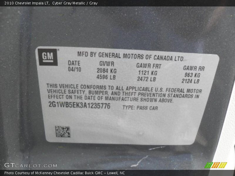Cyber Gray Metallic / Gray 2010 Chevrolet Impala LT
