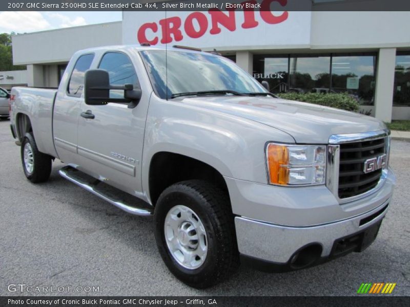 Silver Birch Metallic / Ebony Black 2007 GMC Sierra 2500HD SLE Extended Cab 4x4