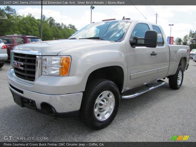 Silver Birch Metallic / Ebony Black 2007 GMC Sierra 2500HD SLE Extended Cab 4x4