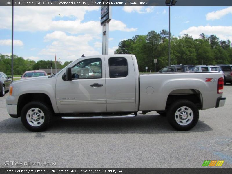 Silver Birch Metallic / Ebony Black 2007 GMC Sierra 2500HD SLE Extended Cab 4x4