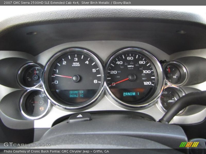 Silver Birch Metallic / Ebony Black 2007 GMC Sierra 2500HD SLE Extended Cab 4x4