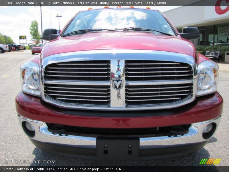 Inferno Red Crystal Pearl / Khaki 2008 Dodge Ram 3500 Big Horn Edition Quad Cab 4x4 Dually
