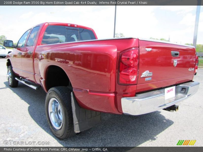 Inferno Red Crystal Pearl / Khaki 2008 Dodge Ram 3500 Big Horn Edition Quad Cab 4x4 Dually