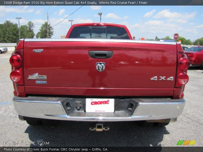 Inferno Red Crystal Pearl / Khaki 2008 Dodge Ram 3500 Big Horn Edition Quad Cab 4x4 Dually