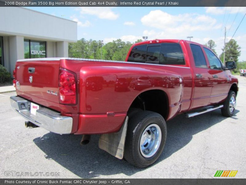 Inferno Red Crystal Pearl / Khaki 2008 Dodge Ram 3500 Big Horn Edition Quad Cab 4x4 Dually