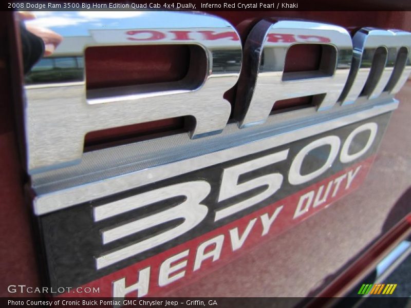 Inferno Red Crystal Pearl / Khaki 2008 Dodge Ram 3500 Big Horn Edition Quad Cab 4x4 Dually