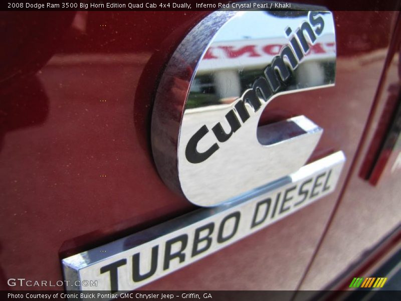 Inferno Red Crystal Pearl / Khaki 2008 Dodge Ram 3500 Big Horn Edition Quad Cab 4x4 Dually