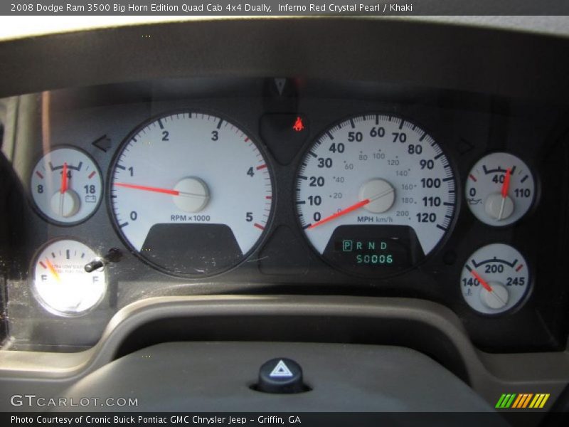 Inferno Red Crystal Pearl / Khaki 2008 Dodge Ram 3500 Big Horn Edition Quad Cab 4x4 Dually