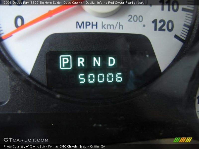 Inferno Red Crystal Pearl / Khaki 2008 Dodge Ram 3500 Big Horn Edition Quad Cab 4x4 Dually
