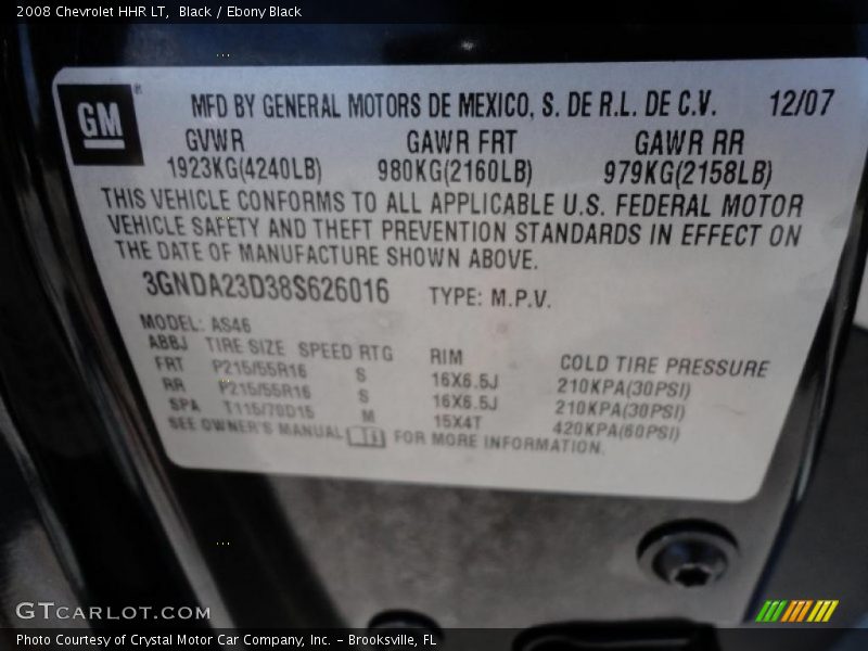 Black / Ebony Black 2008 Chevrolet HHR LT