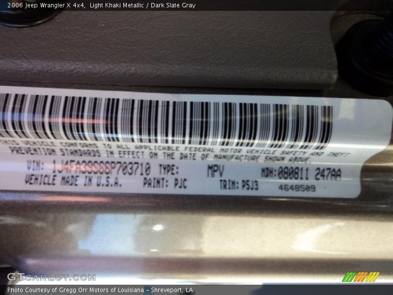 Light Khaki Metallic / Dark Slate Gray 2006 Jeep Wrangler X 4x4