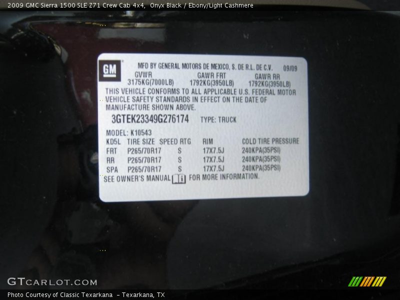 Onyx Black / Ebony/Light Cashmere 2009 GMC Sierra 1500 SLE Z71 Crew Cab 4x4