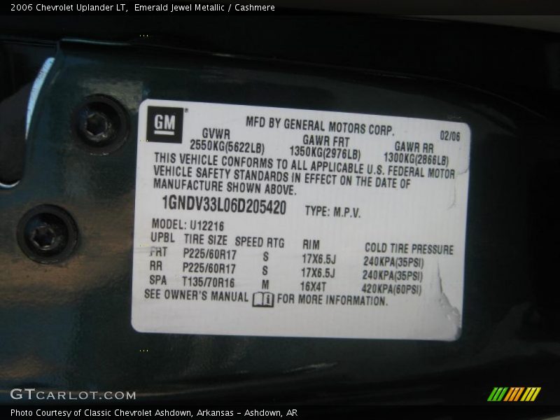 Emerald Jewel Metallic / Cashmere 2006 Chevrolet Uplander LT