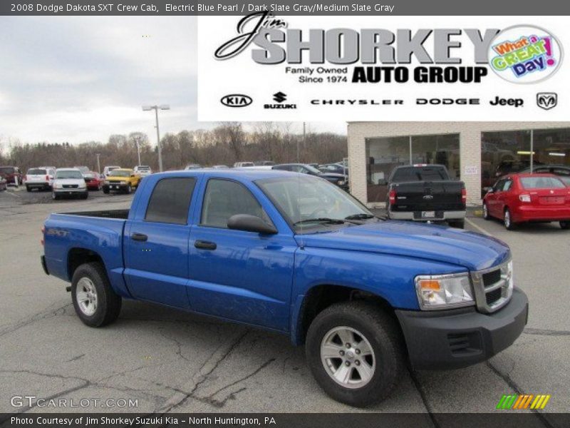 Electric Blue Pearl / Dark Slate Gray/Medium Slate Gray 2008 Dodge Dakota SXT Crew Cab