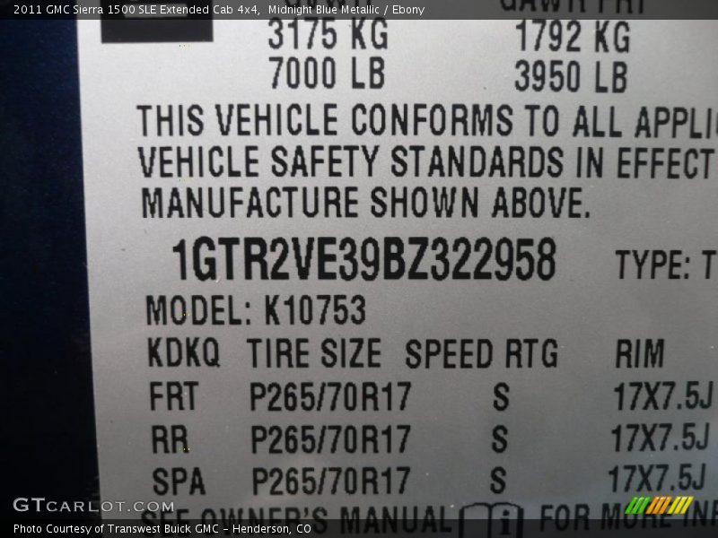 Midnight Blue Metallic / Ebony 2011 GMC Sierra 1500 SLE Extended Cab 4x4