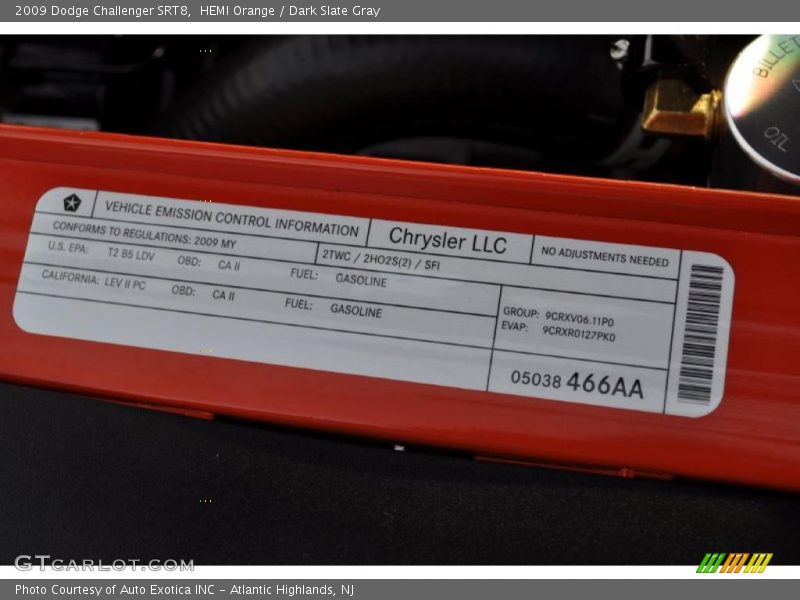 Info Tag of 2009 Challenger SRT8