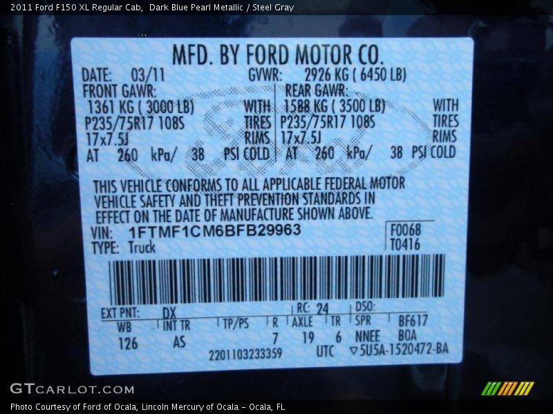 Dark Blue Pearl Metallic / Steel Gray 2011 Ford F150 XL Regular Cab