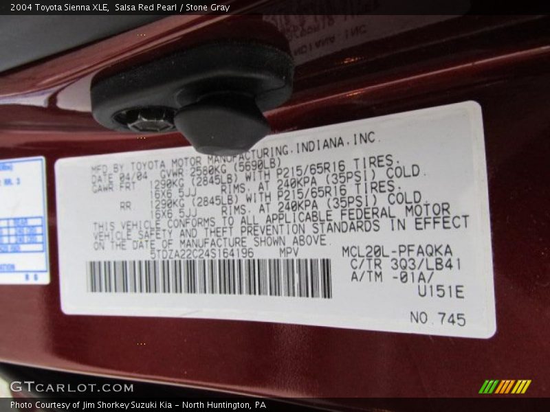 Salsa Red Pearl / Stone Gray 2004 Toyota Sienna XLE